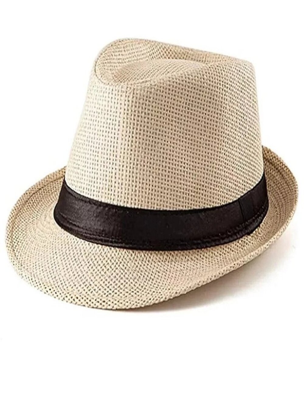 Classic Straw Fedora Hat with Black Band – Summer Essentia - Picture 6 of 7